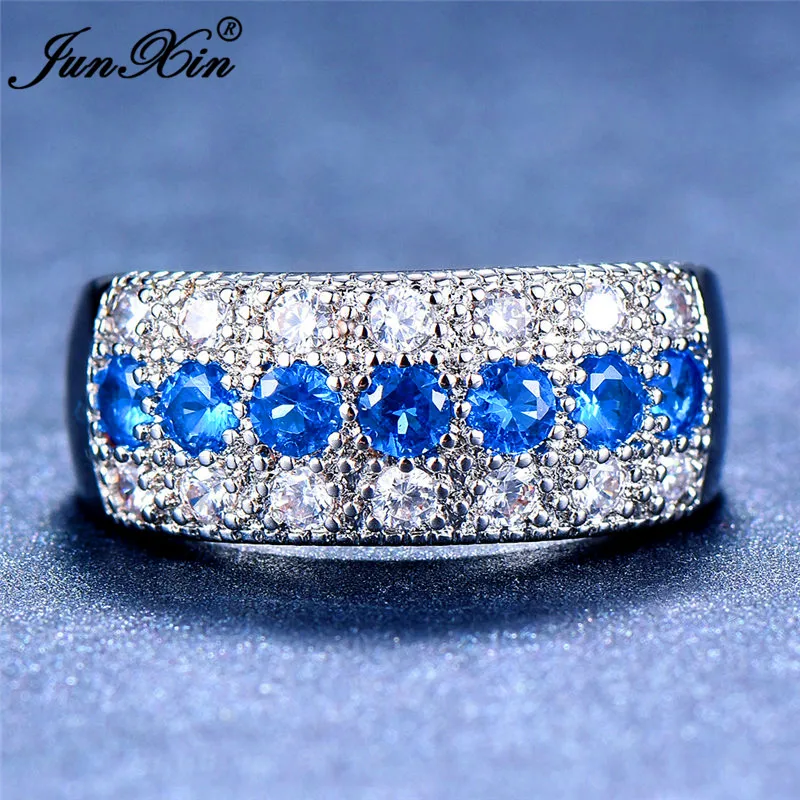 Женское кольцо с голубым камнем, кристалл, Круглый Циркон, кольцо на палец, милые свадебные украшения, 925 серебро, любовь, обручальное кольцо