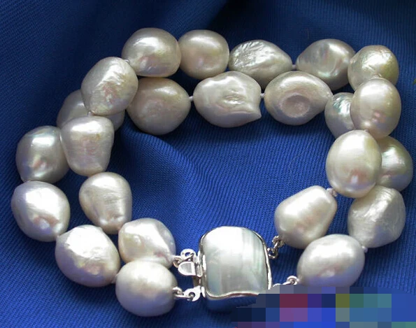 

Hot sell ->@@ > 12703 2ROW BAROQUE WHITE CULTURED PEARL BRACELET -Top quality free shipping