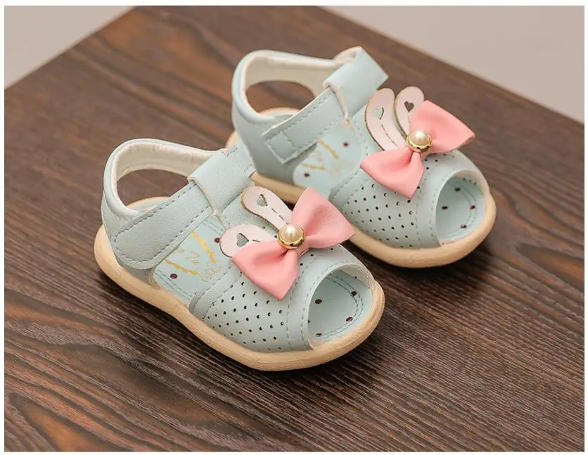Детские сандалии для девочек; Летняя обувь; милая обувь для малышей с бантом; детская обувь принцессы; детские сандалии с мягкой подошвой для младенцев - Цвет: blue