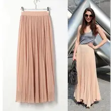 Sherhure, осенняя Женская юбка макси, бохо, высокая талия, Женская длинная шифоновая плиссированная юбка, Saias, Женская белая юбка макси