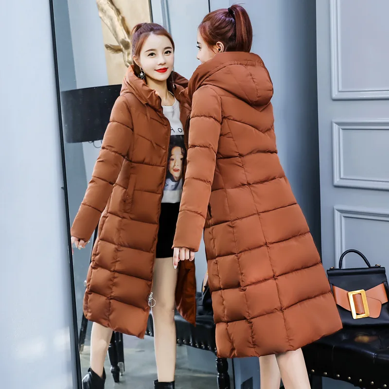 2018 winter new style long cotton dress Korean version slim slim feather down Cotton Dress Lady coat