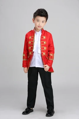Детский средневековый костюм для мальчиков, костюм принцессы для сцены, костюм в стиле «Ренессанс», косплей, один комплект, куртка, штаны с рубашкой - Цвет: Красный