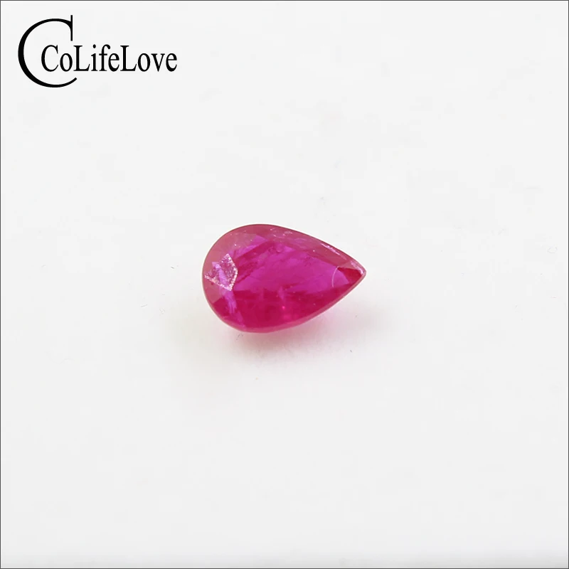 5 mm * 7 mm real natural heated ruby loose gemstone for jewelry DIY 0.6ct Pear cut ruby gemstone