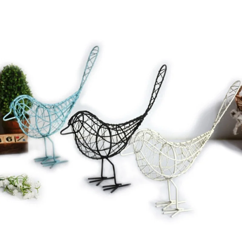 

Cute Handmade Bird Miniatures Metal Craft Retro Wire Iron Bird Model Vintage Collection Office Desktop Decoration