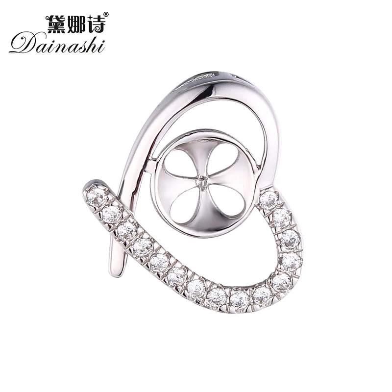 5pcs/Lot Pearl Necklace Pendant Finding, Fashion Heart AAA Zircon DIY