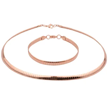 

Fashion 316L Stainless Steel Snake Chain Rose Gold Color Choker Necklace and Bracelet Jewelry Sets For Women Jewellery Set