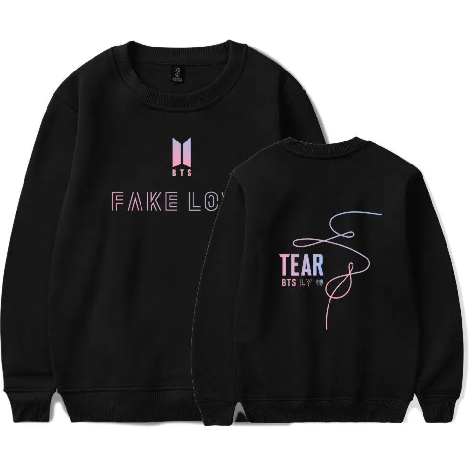 BTS любить себя поддельные любовь Повседневное Для женщин толстовки Одежда Tear