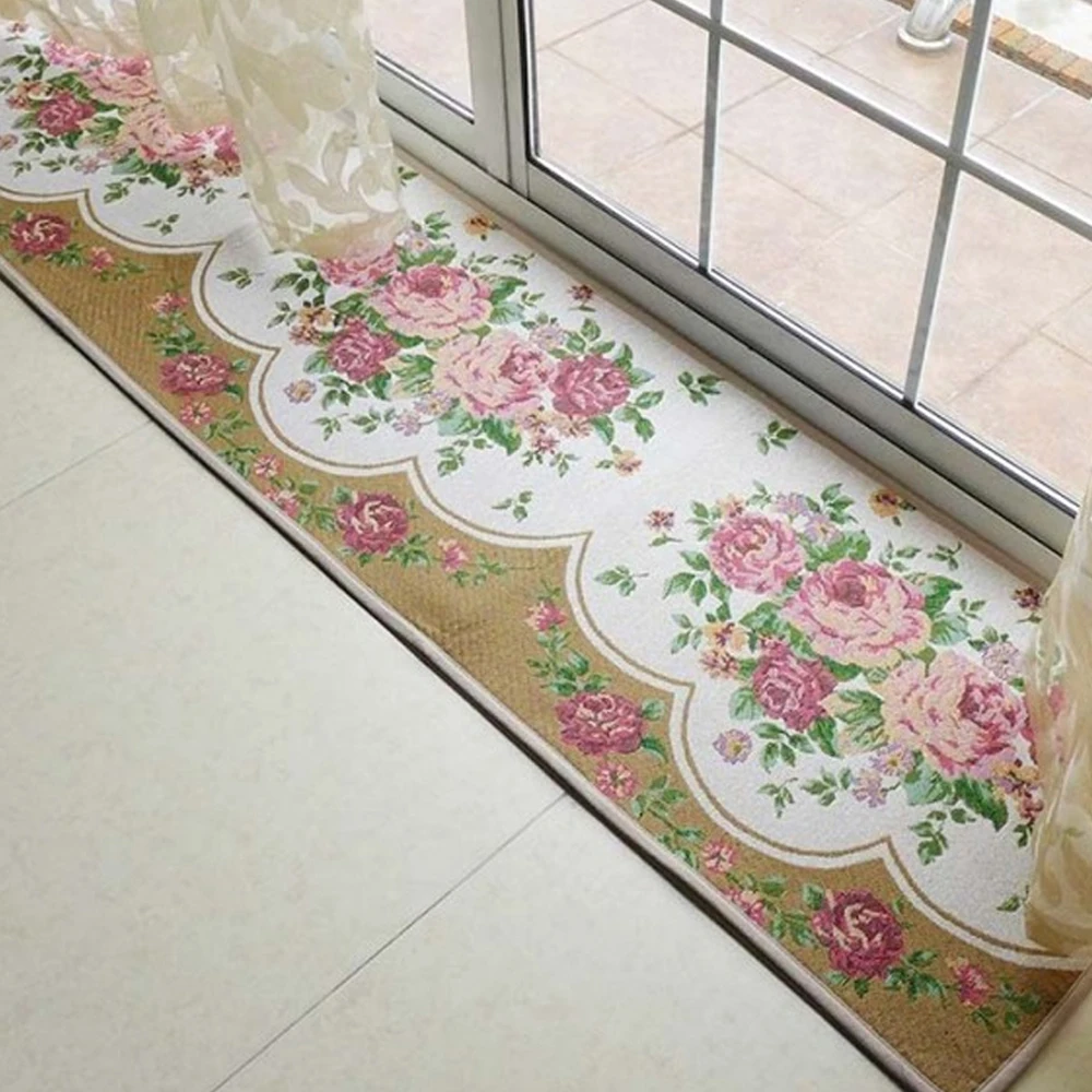 

Yazi Non-woven Sponge Bottom Layered Kitchen Mat Antislip Doormat Peony Pattern Carpet Rug for Living room Bedroom