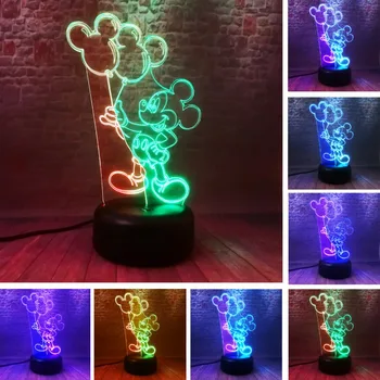 

Romantic Cartoon Cute Mickey Mouse Holding Mice Balloon Mixed 7 Color Change Good Night Table Bedroom Decor Boys Child Xmas Gift