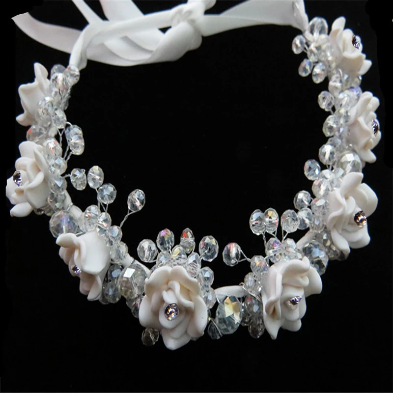 

Fashion Women's Girl's Crown Hair Accessories Plated Silver Wedding Bridal Flower Girl Tiara Flower Adjust headband