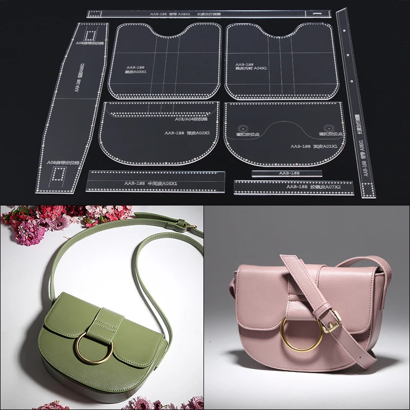 Leather Handmade Craft women`s shoulder bag Sewing Pattern Acrylic