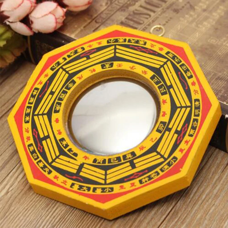 

Chinese Lucky Feng Shui Ancient Dent Convex Bagua Wooden Mirro Figurines Home Office Decoration Tabletop Lucky Ornaments