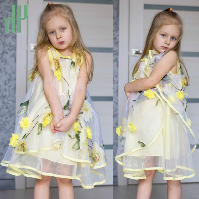 

Children's dresses elegant bridesmaid Floral summer tutu dress girl princess costume Beach kids dresses Vestidos 4 6 8 12 Year