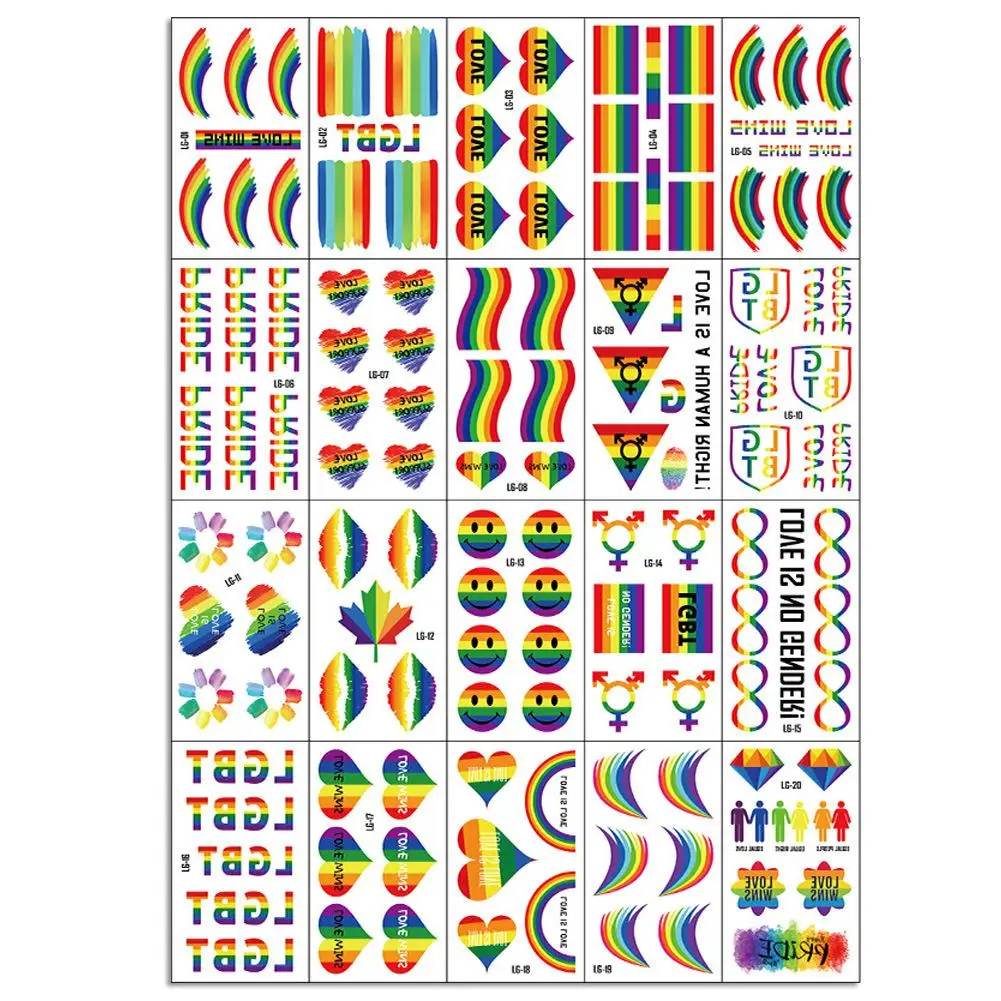 123 Pcs /set Gay Lesbian Stickers Pride Rainbow Flag Love Hearts LGBT Stickers Ribbon Parades Festival Party Favors Decorations - Цвет: 123pcs