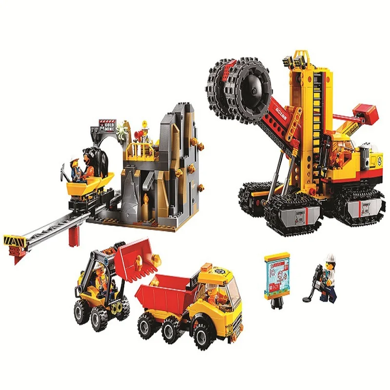 

10876 Legoings Mine Block mobile laboratory giant crusher dump truck Building Blocks figures trucks Bricks children Toys