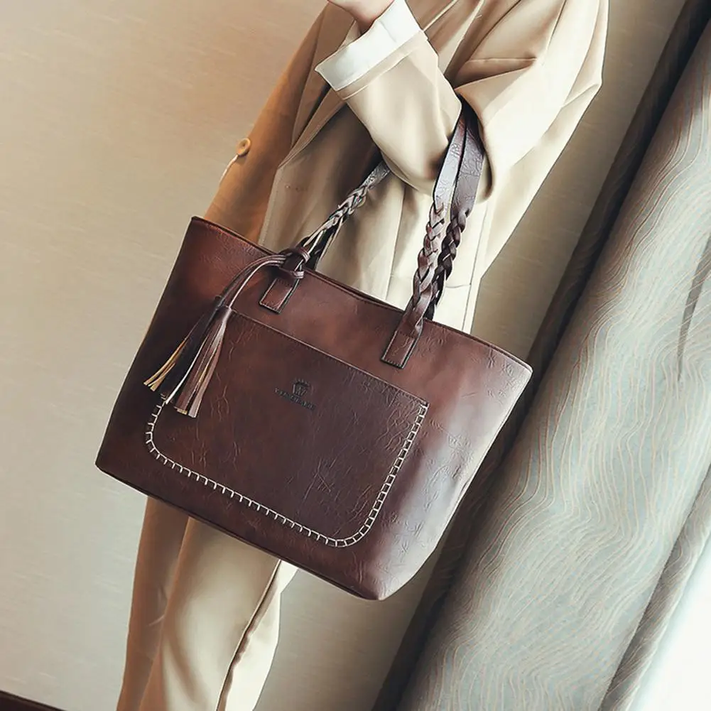 

2019 New Women Leather Handbags Lady Large Tote Bag Female Faux Leathe Shoulder Bags Bolsas Femininas Sac A Main Brown Black Red