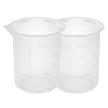 

Kitchen Lab Graduated Beaker Clear Plastic Measuring Cup Thicken with Cap Measuring Jug 200mL 2pcs
