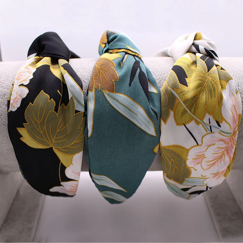 

Vintage Vintage Summer Silk Satin Flower Knot Hairband Knotted Headband Hair Accessories