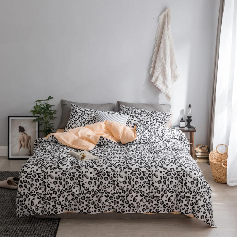 100 Cotton Fashion Leopard Print Bedding Set Duvet Cover Set Bed