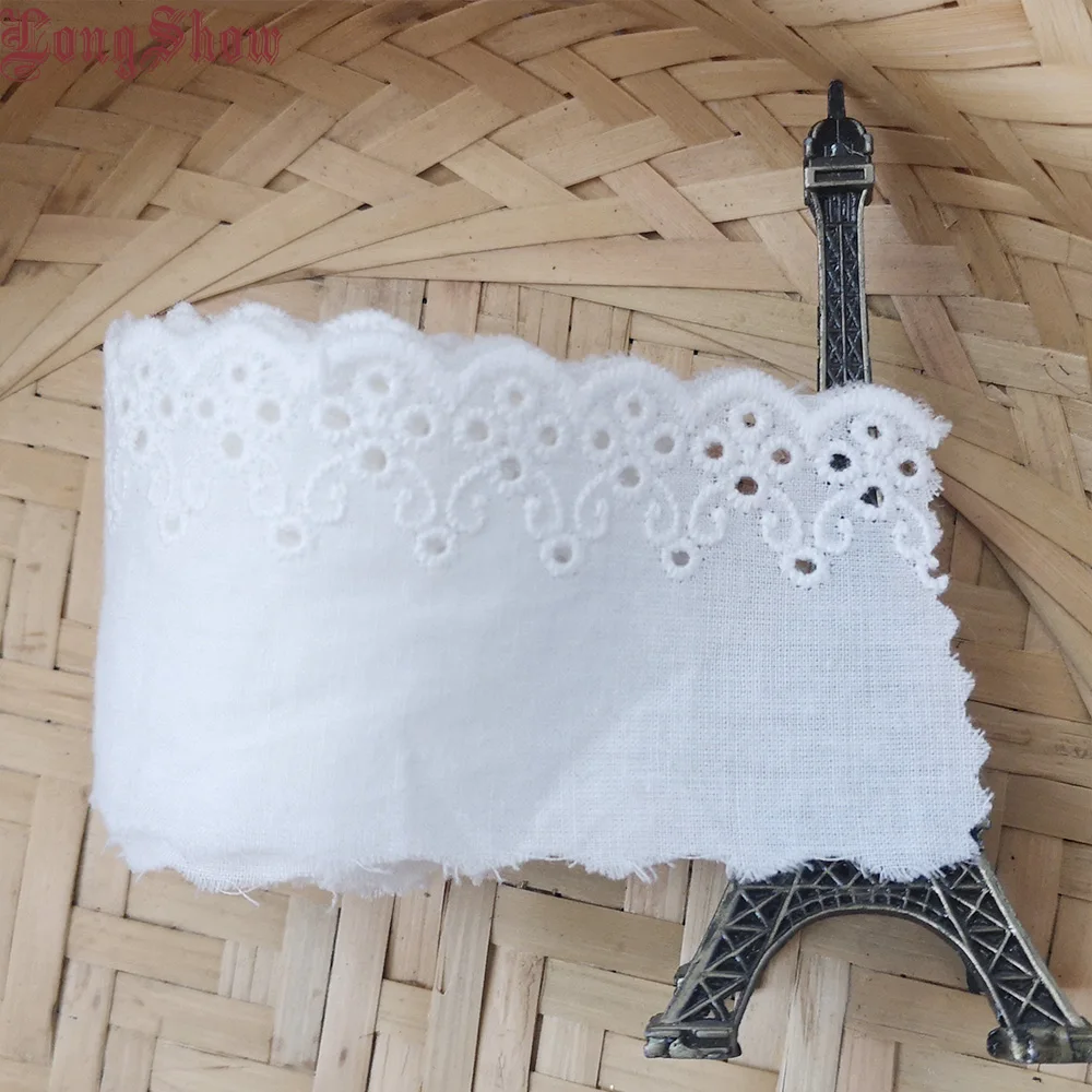 

1Lot/5Yards White Color Pure Cotton Cloth Lace Trim Apparel DIY Crafts Sewing Lace Border For Apparels Home Textiles Decoration