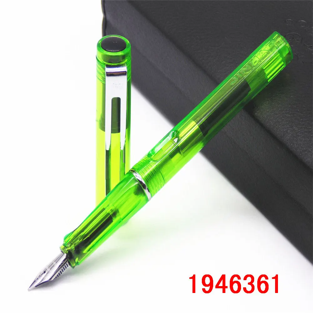 JINHAO 599, все цвета, Студенческая Мода, средний и тонкий перьевая ручка, лучший подарок для подарка, школьные офисные принадлежности - Цвет: Transparent  green