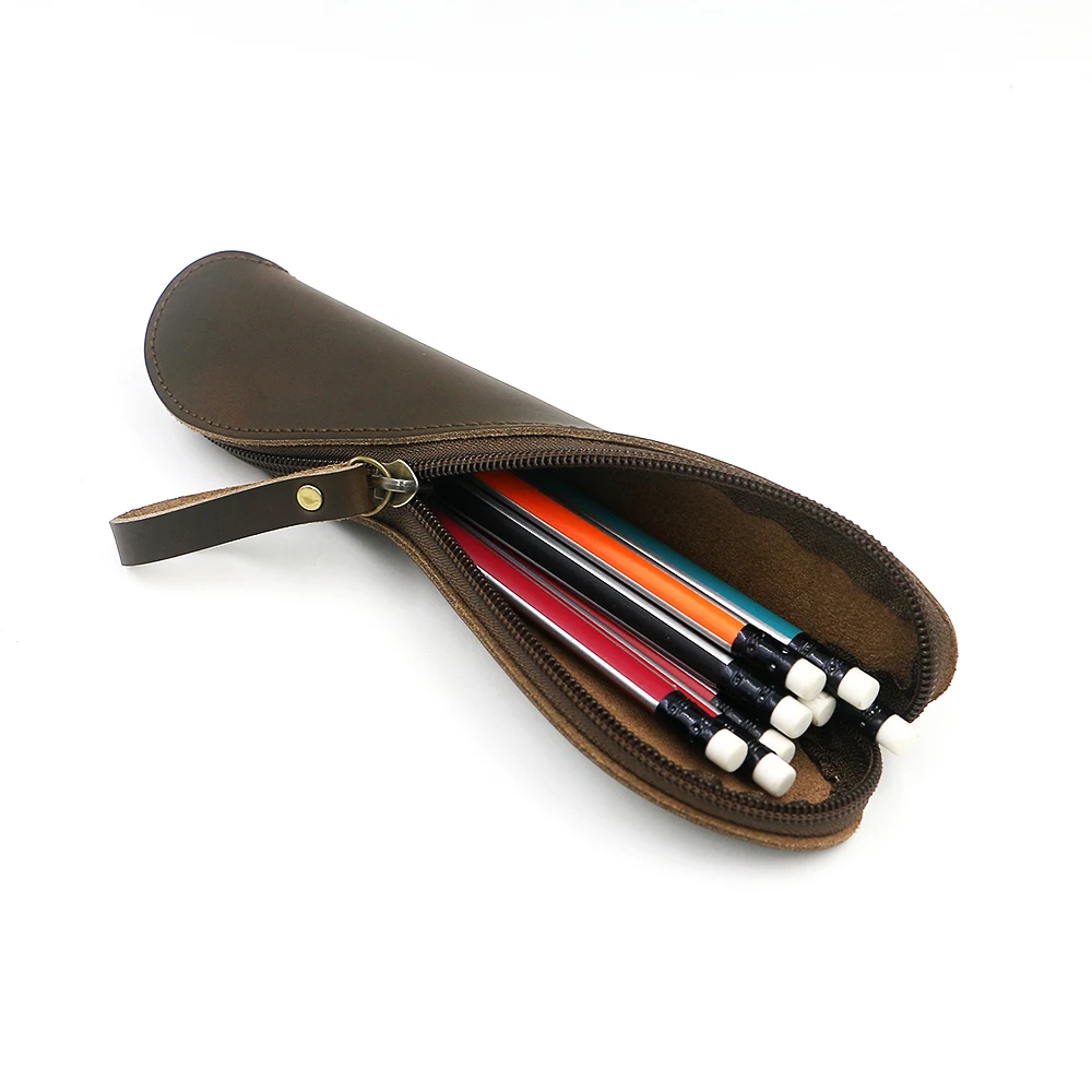 

genuine leather Pen Pencil Case Holder Protective Carrying Box Bag Storage screw Container for Fountain Pen
