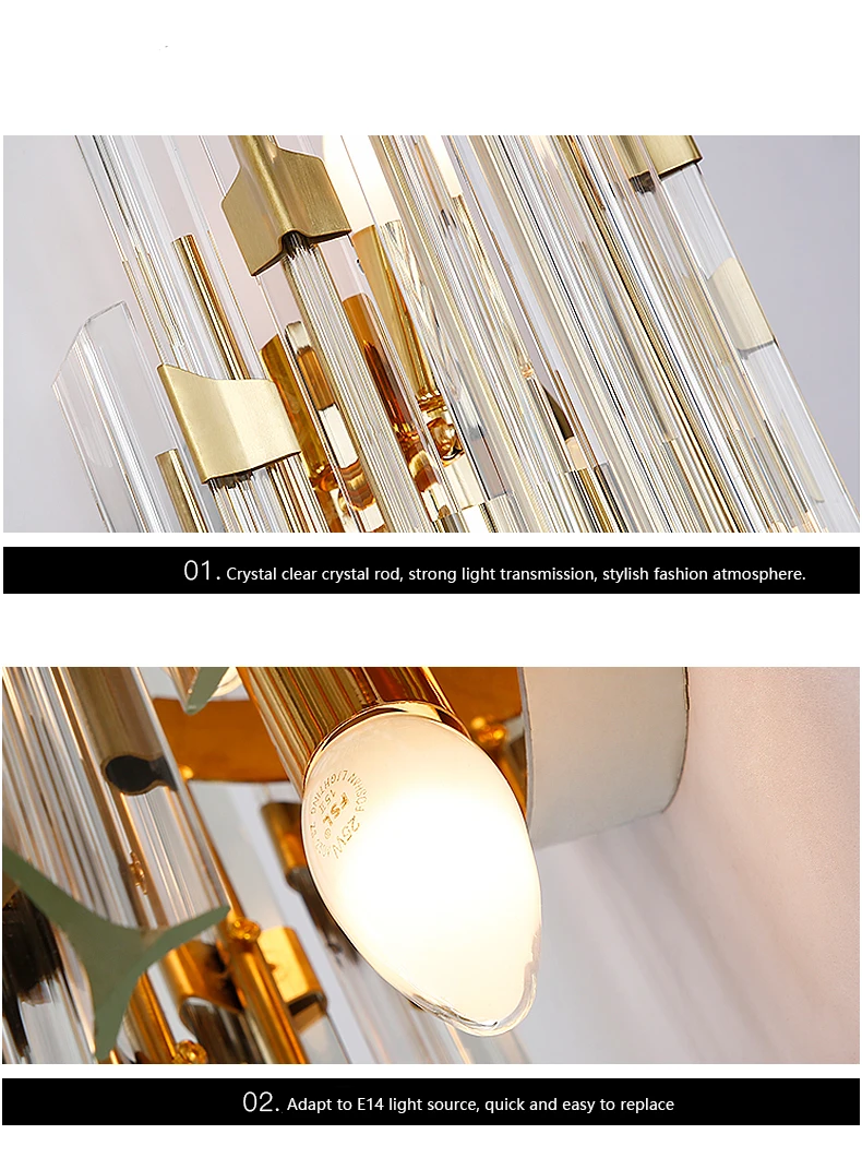 Nordic Wall sconce Lamp Led crystal wall lights 18