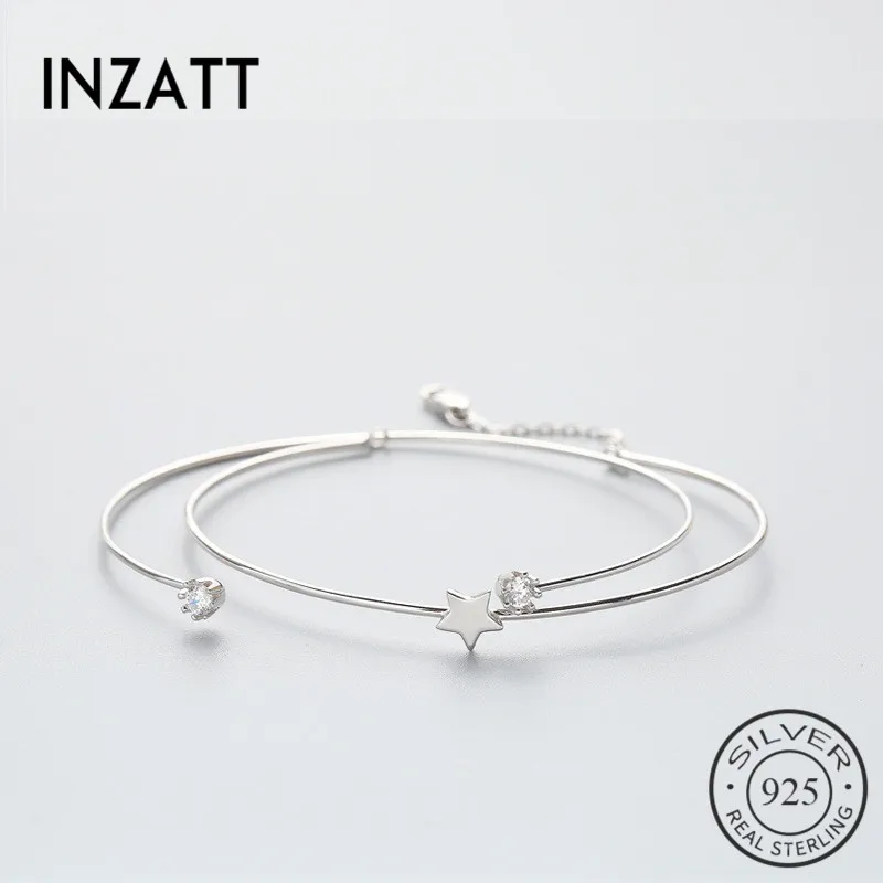 

INZATT Authentic 925 Sterling Silver OL Style Star Zircon Bracelet 2018 Fine Jewelry Gold Color For Women Party Accessories Gift