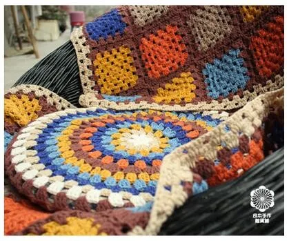 Горячая рука крючком Круглый 45X45 см Подушка-футон стул подушка пасторальные красочные коврики для йоги без ядра