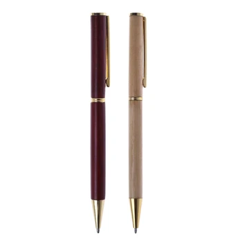 

Wood Metal Ballpoint Pen Black Ink School Student Stationary Office Writing Tool