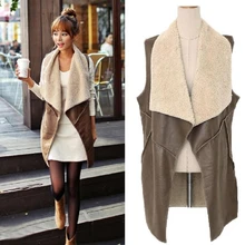 Женские кожаные куртки осень зима искусственный ягненок шерсть жилет без рукавов искусственный мех Жилет Капюшон Топы Верхняя одежда куртка пальто