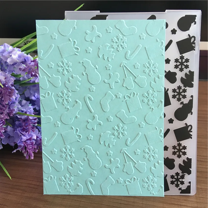  winter embossing folder set for paper card photo album Christmas greeting card snow snowflake snowm - 32903981383