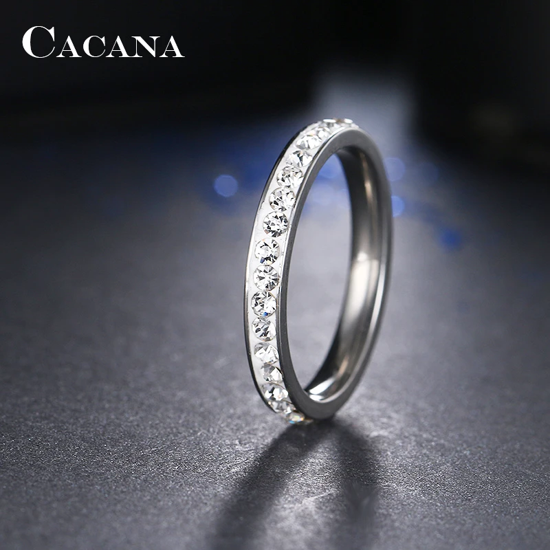 CACANA кольца из нержавеющей стали для женщин маленькие CZ объемные стильные персонализированные украшения оптом № R19
