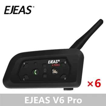 شراء6 حزم EJEAS V6 برو إنترفون خوذة تحوي سماعة بلوتوث 850mAh Intercomunicador ميكروفون الهاتف MP3 لتحديد المواقع 1200 متر ل 6 الدراجين