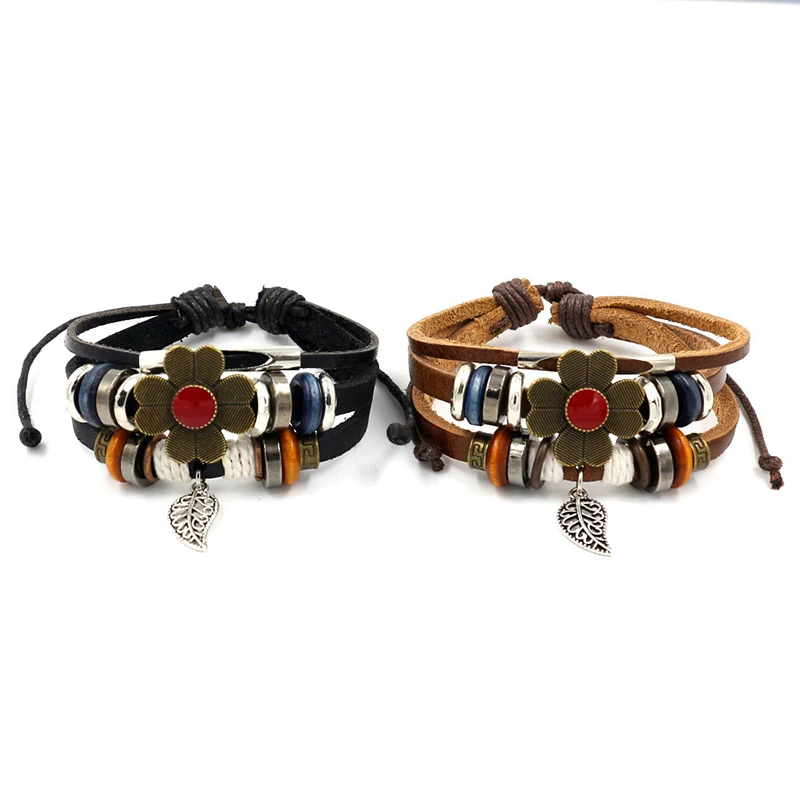 Qevila Vintage Leather Multilayer Braided Women Bracelets Bohemian Charm Bracelet for Women Lover Punk Bracelet Bangle Jewelry (9)