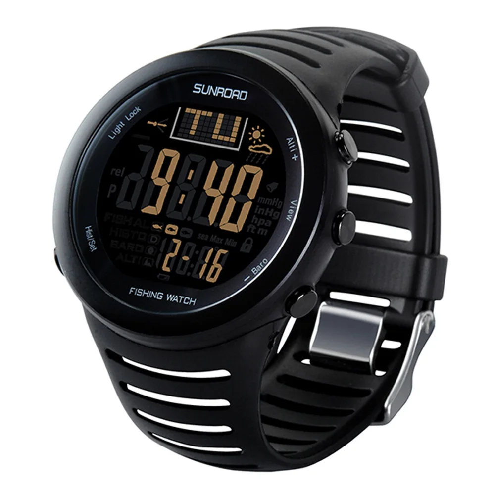 FR720 цифровой шагомер спортивный барометр часы Рыбалка альтиметр термометр погоды Многофункциональный Рыбалка часы - Цвет: Черный