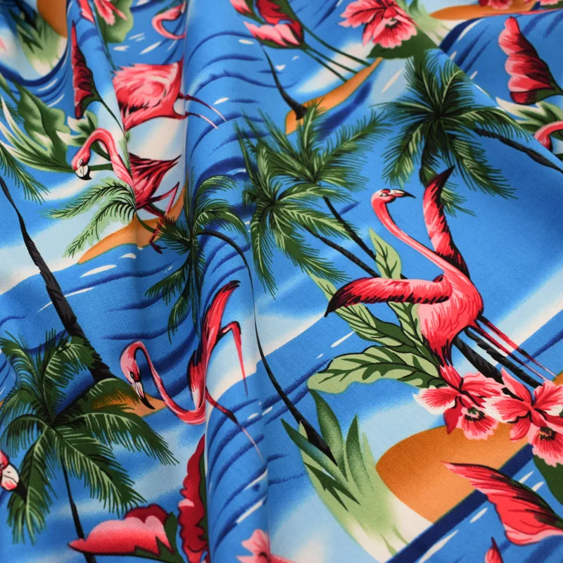 Фламинго и кокосовые пальмы реактивной окраски стрейч хлопок ткань для semmer платье Базен riche getzner telas por metro DIY