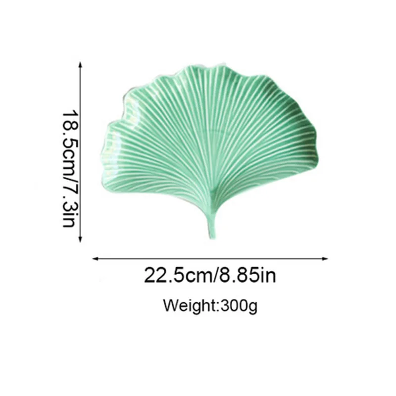 ICESTCHEF лист гинкго керамическая десертная тарелка нерегулярная фарфоровая тарелка поднос для хранения Тарелка фарфоровая тарелка посуда - Цвет: Small green