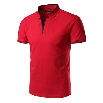 

zemtoo Polo Short Sleeve Tee Shirt Men Solid Color Casual Polos 2018 Summer Top Men Brand Clothing Slim Fit V-neck Cotton T-Shrt
