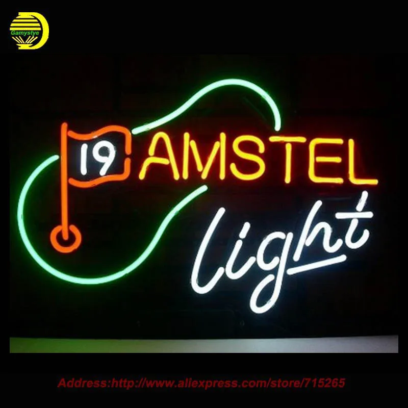 Amstel Light font b Golf b font Bar Pub Neon Sign Handcrafted Neon Bulbs Night Light