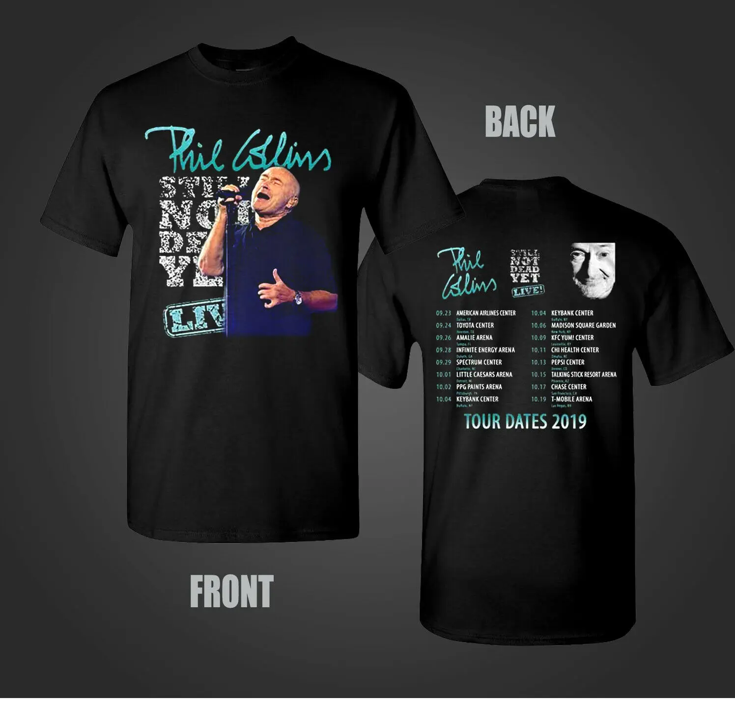 

Phil Collins Still Not Dead Yet Tour 2019 T-Shirt Size Men Black t Shirt