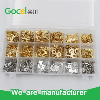 

Wire Terminals Crimp Connector gold and silver color brass ring female male flag terminal kits