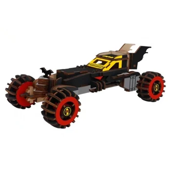 

candice guo! wooden toy 3D puzzle hand work DIY assemble kit black bat mobile car model birthday Christmas gift 1pc