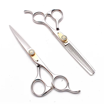 

2Pcs/1Pair 6" 17.5cm Customize Logo Stainless Professional Barber Scissors Cutting Shears Thinning Scissors Hair Scissors C1026