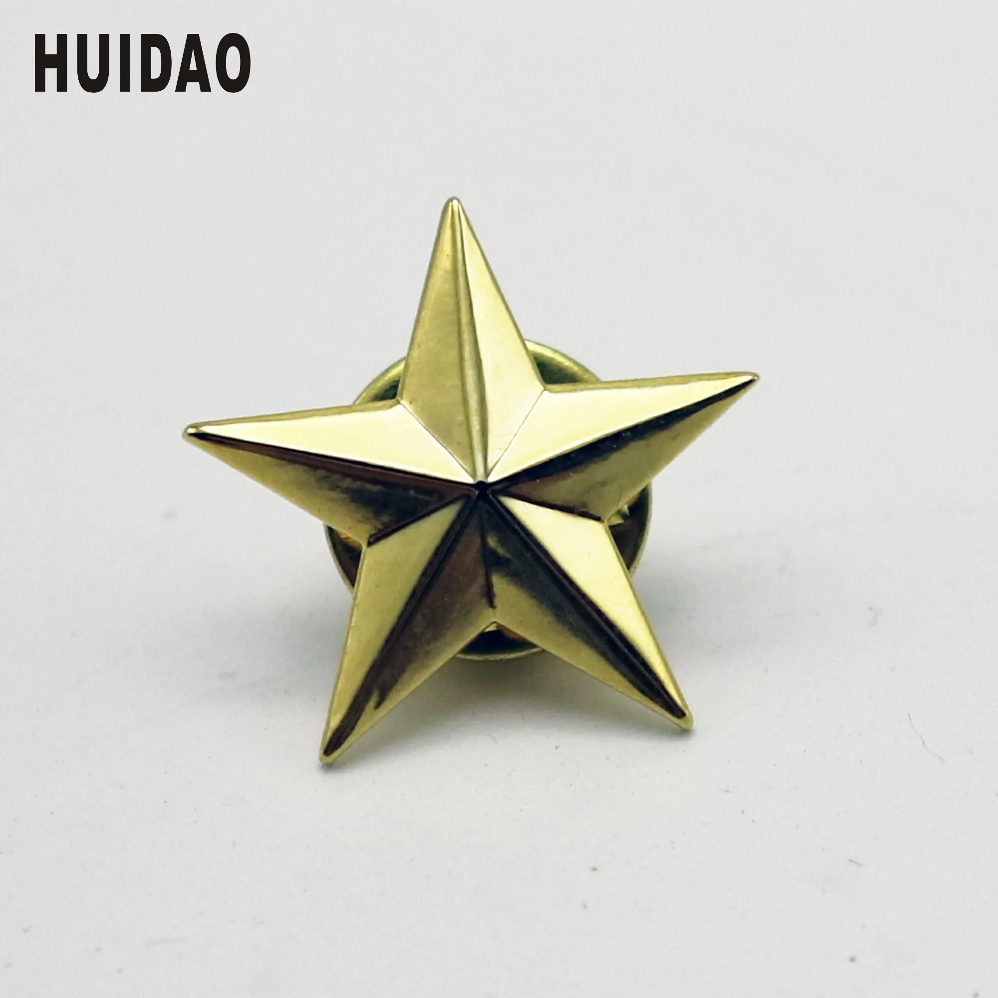 

HUIDAO 20PCS Gold Color STAR metal Pin Badge Size 16MM