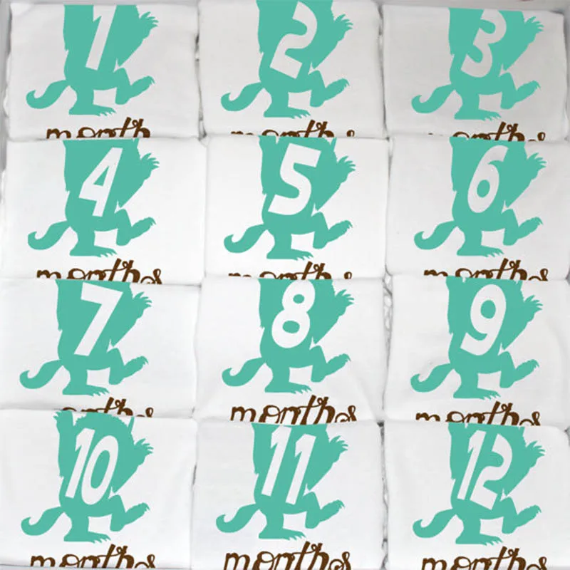 YSCULBUTOL унисекс, где Дикие Вещи, детский ежемесячный комбинезон, набор 12 месяцев, мятный зеленый