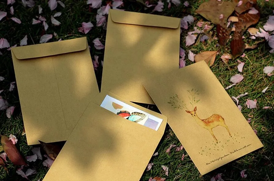 4 шт./лот Олень Дизайн Ретро Винтаж Kraft Бумага Envelopes16 * 11 см милый мультфильм Kawaii Бумага корейский Канцелярские подарков 1638