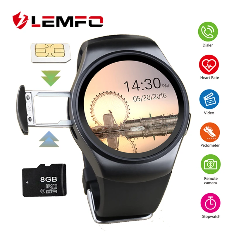 

LEMFO KW18 Smart Watch Passometer SmartWatch Sim Card Heart Rate Monitor Smart Watches For IOS Android Phone Reloj Inteligente