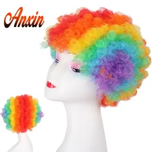 Парик клоуна, фанаты футбола, вечерние парики для женщин, мужчин, разноцветный, футбол, Аниме Костюмы, радуга, афро парик, волосы ансин, дети, Косплей парики