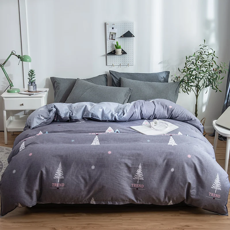 Floral Cotton Duvet Cover All Season Plants Printed Quilt Cover